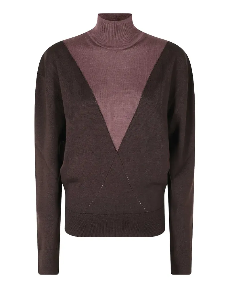 Paco Rabanne Zweifarbiger Rollkragenpullover - Braun Braun