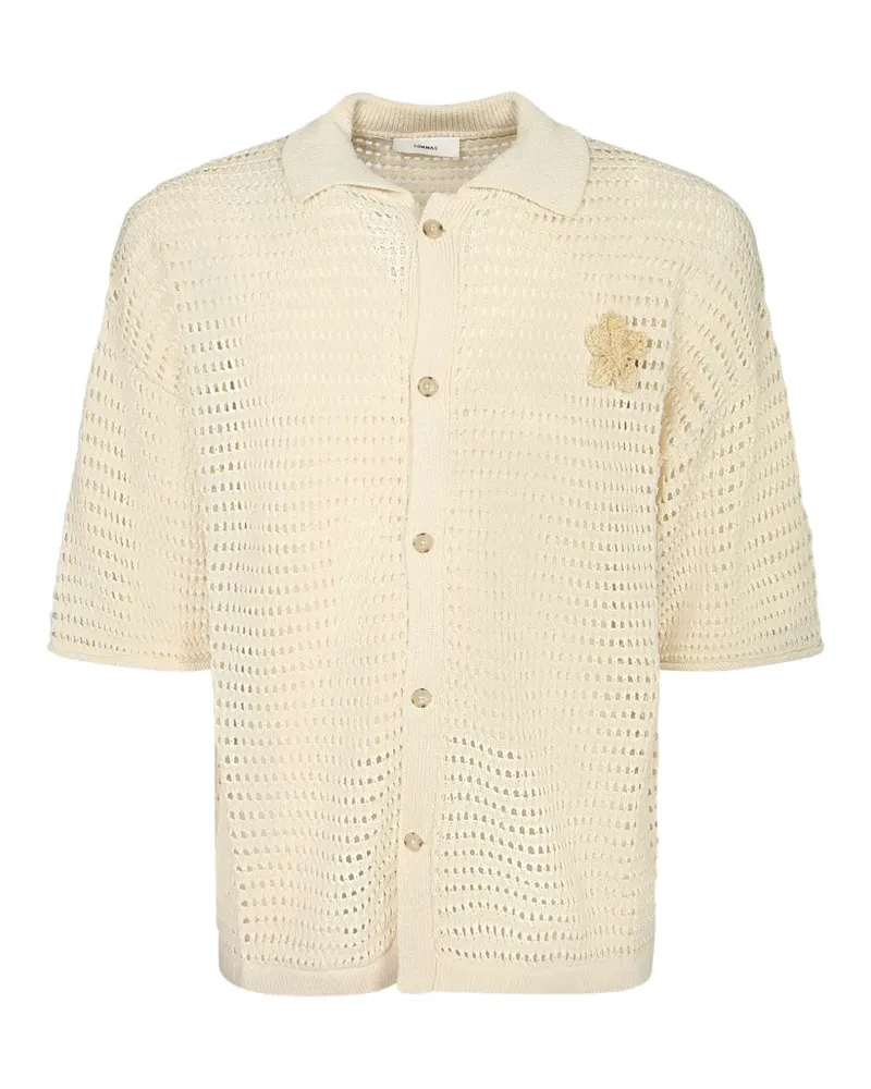 COMMAS crochet-knit flower-patch shirt - Nude Nude