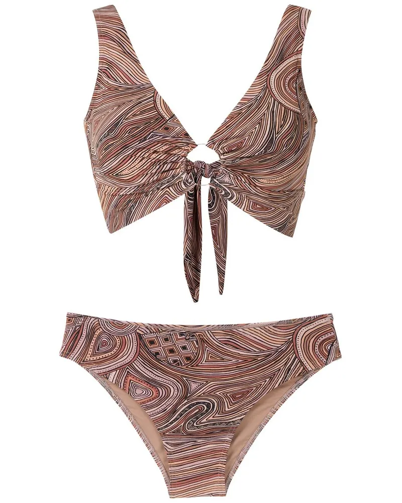 Amir Slama Bikini mit Print - Schwarz Schwarz