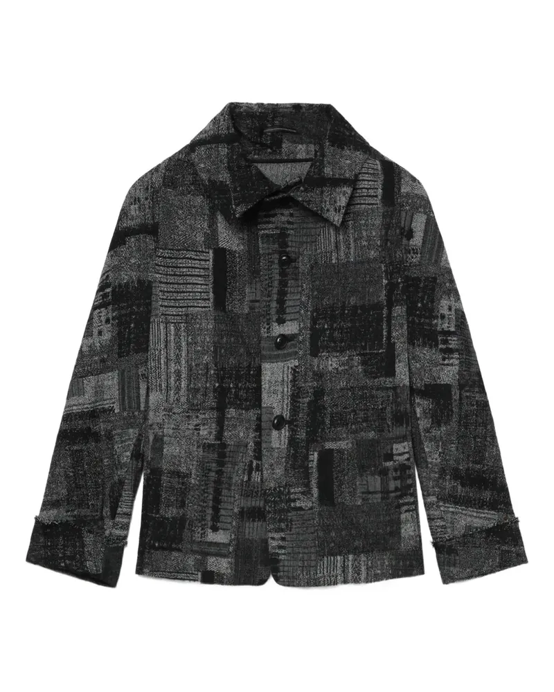 Yohji Yamamoto Jacke mit Print - Schwarz Schwarz