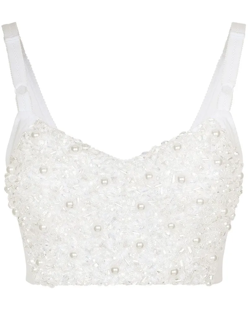 Dolce & Gabbana KIM DOLCE&GABBANA Korsett-Top mit Perlen - Weiß Weiß