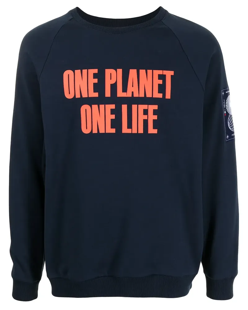 Ports V Sweatshirt mit "One Planet One Life"-Print - Blau Blau