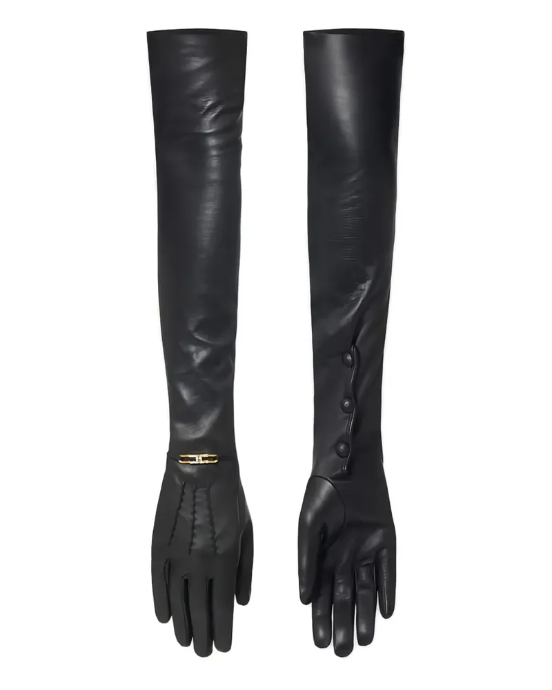 Elisabetta Franchi Handschuhe aus Nappaleder mit Logo-Schild - Schwarz Schwarz