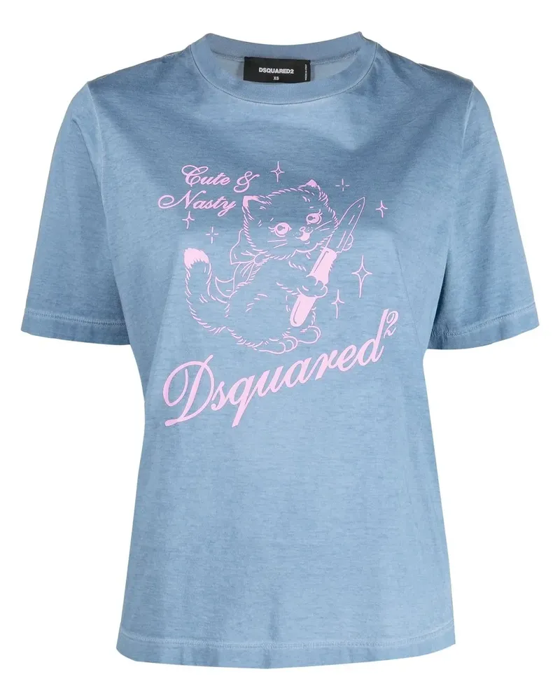 Dsquared2 T-Shirt mit grafischem Print - Blau Blau