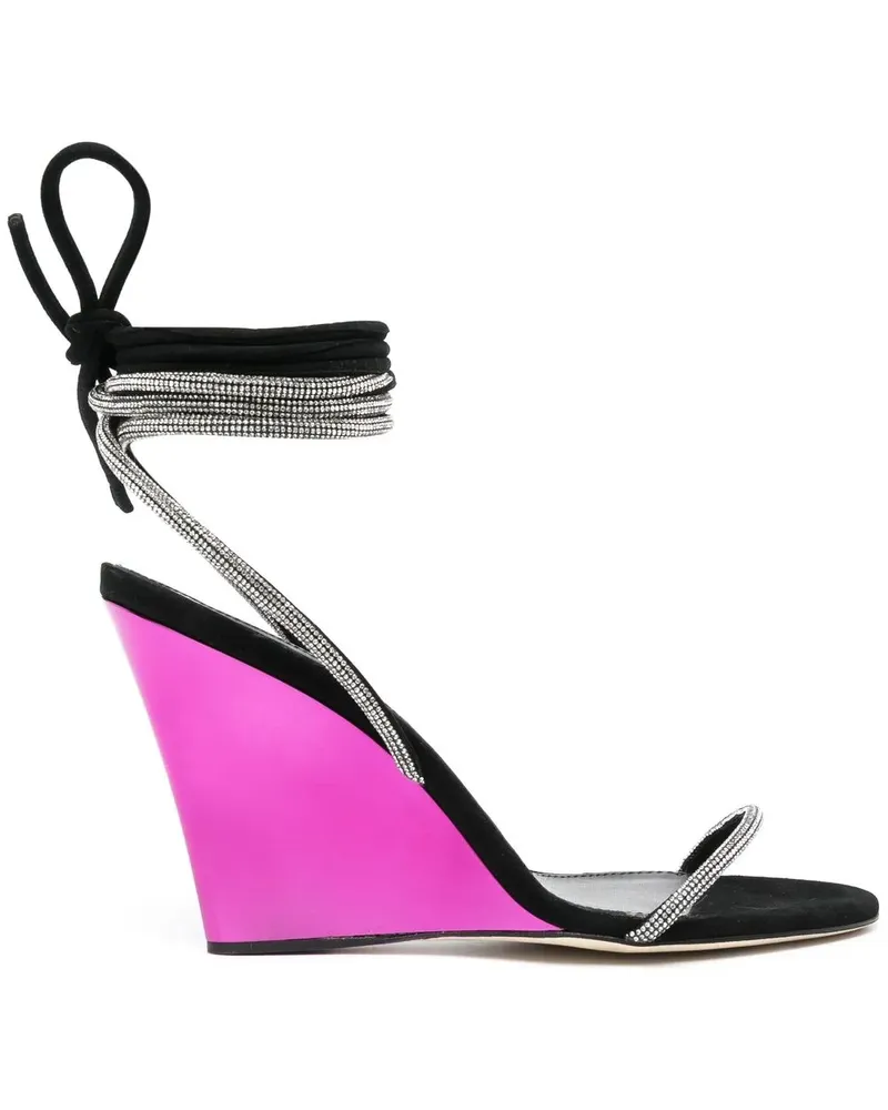 Paris Texas Wedge-Sandalen mit Kristallen - Schwarz Schwarz