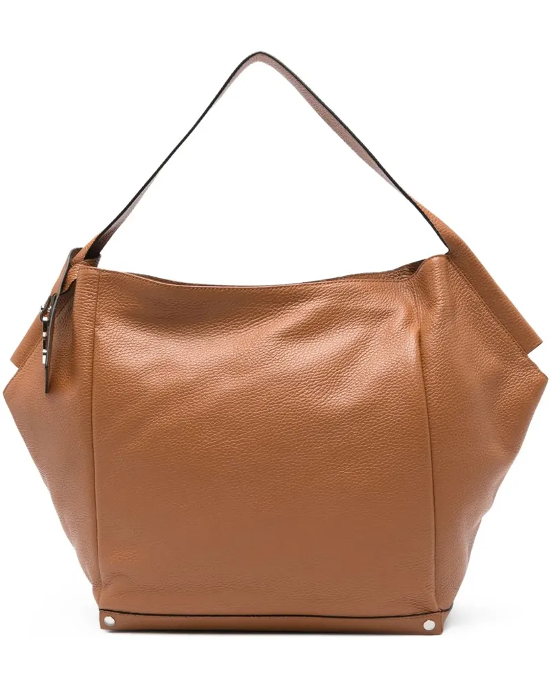 Cromia Handtasche mit Logo-Schild - Nude Nude
