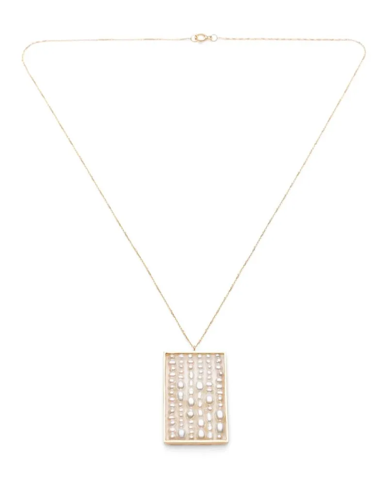 WWAKE 14kt recycled yellow gold pearl necklace Gold
