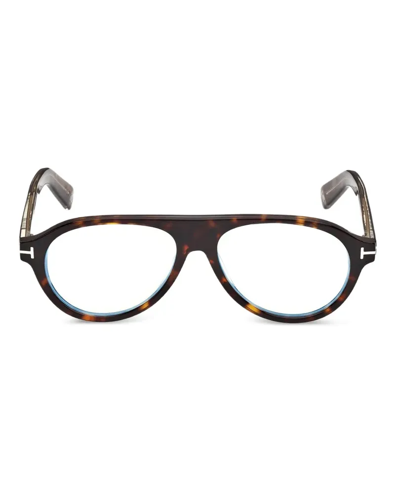 Tom Ford tortoiseshell-effect pilot-frame glasses - Braun Braun