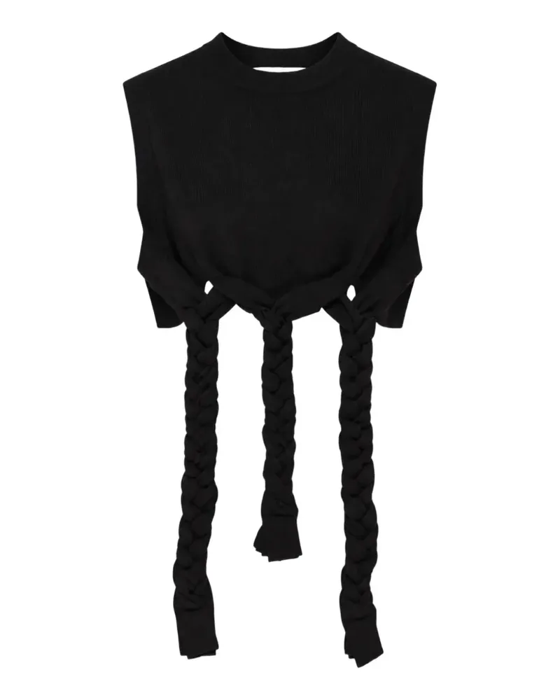 ENFÖLD Cropped-Top mit geflochtenem Saum - Schwarz Schwarz