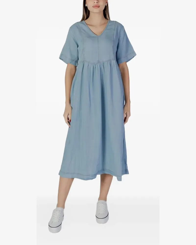 b.young short-sleeve V-neck dress - Blau Blau