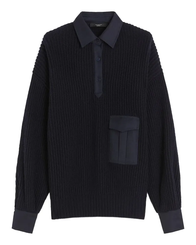 Max Mara Vanda ribbed pocket sweater - Blau Blau