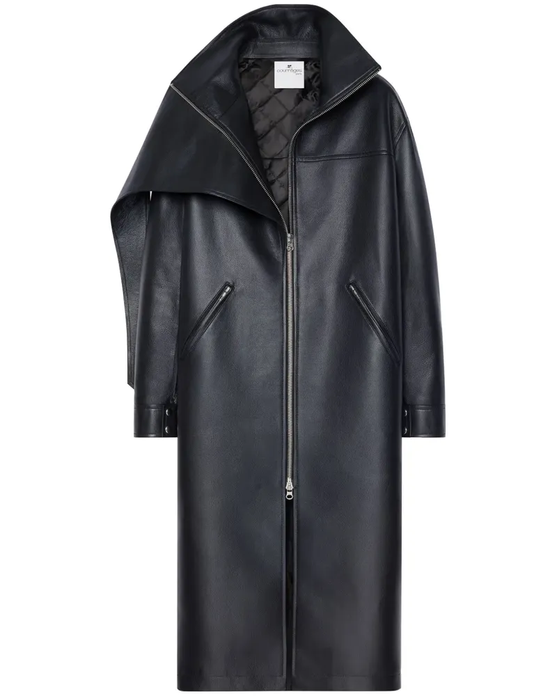 Courrèges Ledermantel im Oversized-Look - Schwarz Schwarz