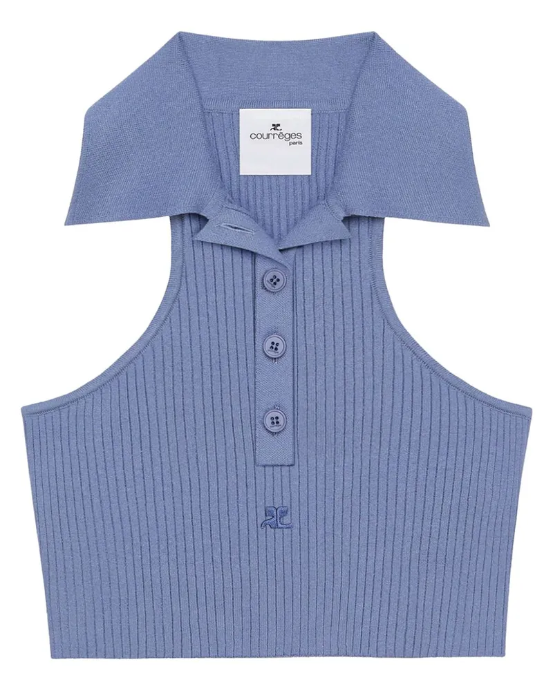 Courrèges Cropped-Poloshirt - Blau Blau