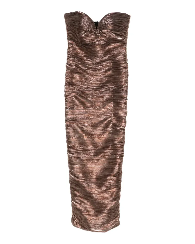 Retrofête Gerafftes Calypsa Midikleid - Braun Braun