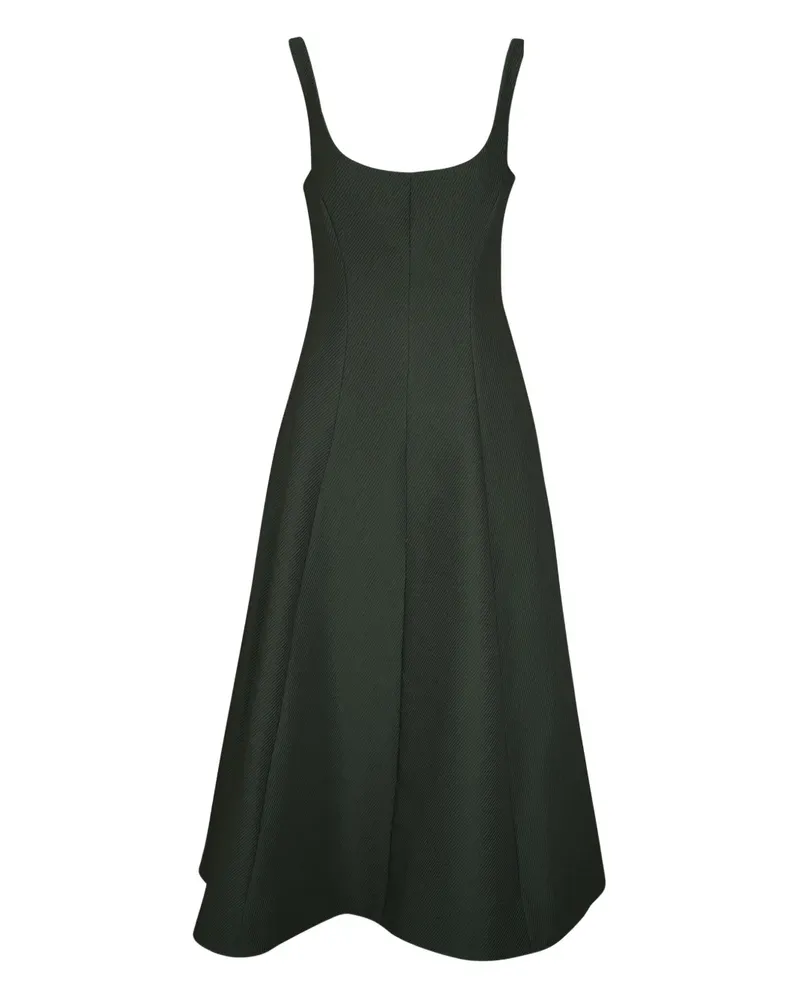 Lela Rose Geripptes Kleid in A-Linie - Grün Grün