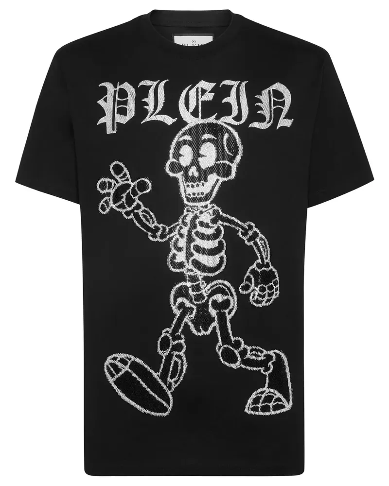 Philipp Plein Skeleton T-Shirt mit Nieten - Schwarz Schwarz