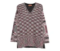 Strickpullover mit V-Ausschnitt - Rosa