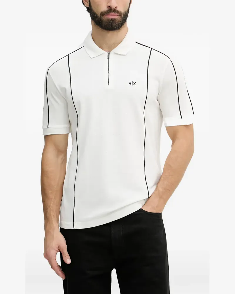 Armani Exchange piped-trim quarter-zip polo shirt - Weiß Weiß