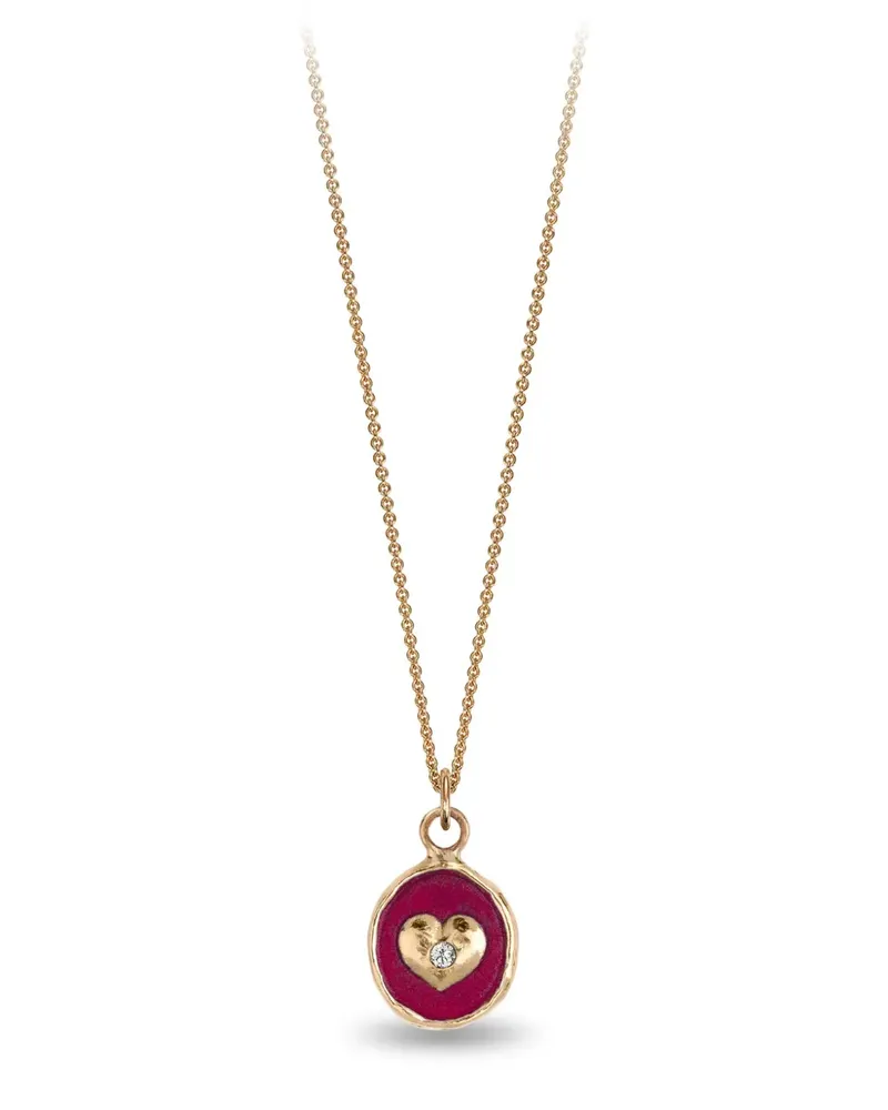 Pyrrha 14kt Loving Gelbgoldhalskette mit Diamant-Glückbringeranhänger Gold