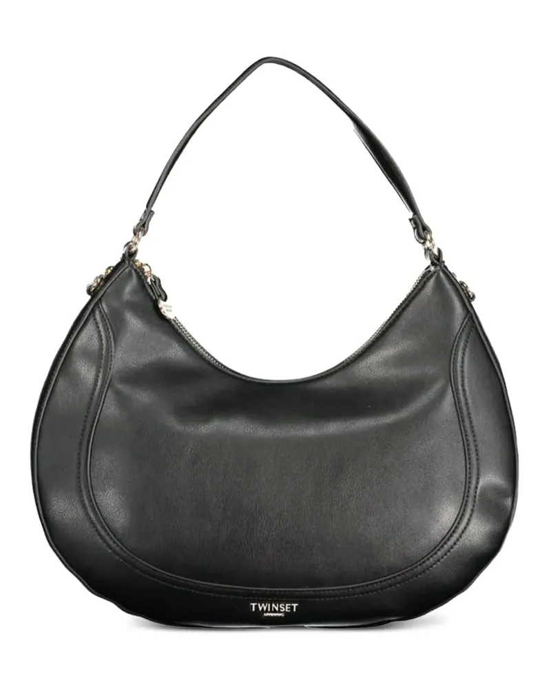 Twin-Set Shopper mit Logo-Schild - Schwarz Schwarz