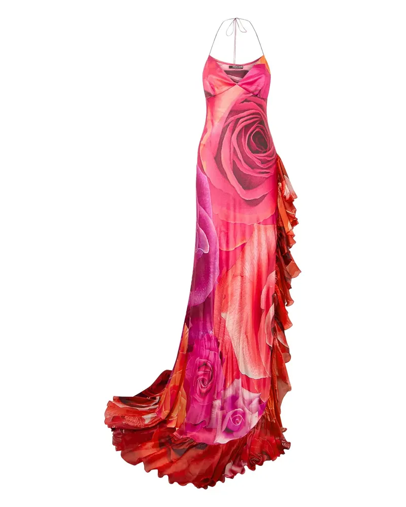 Roberto Cavalli Maxikleid mit Blumen-Print - Rosa Rosa