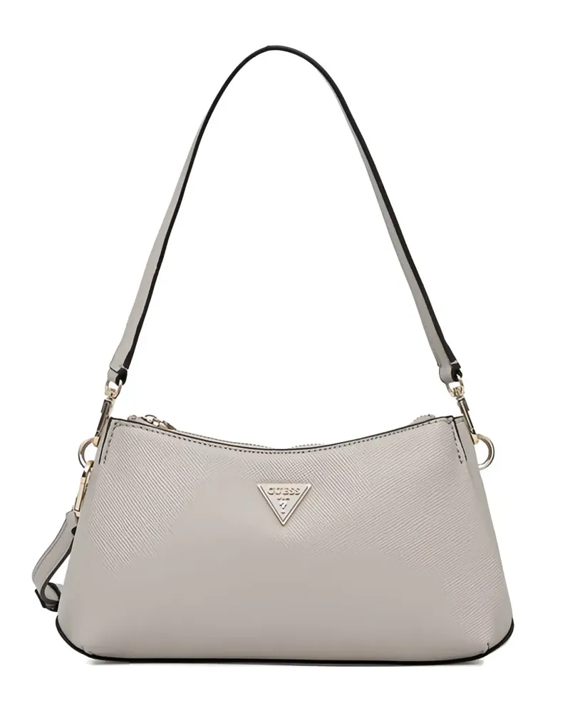 Guess Schultertasche mit Logo-Schild - Grau Grau
