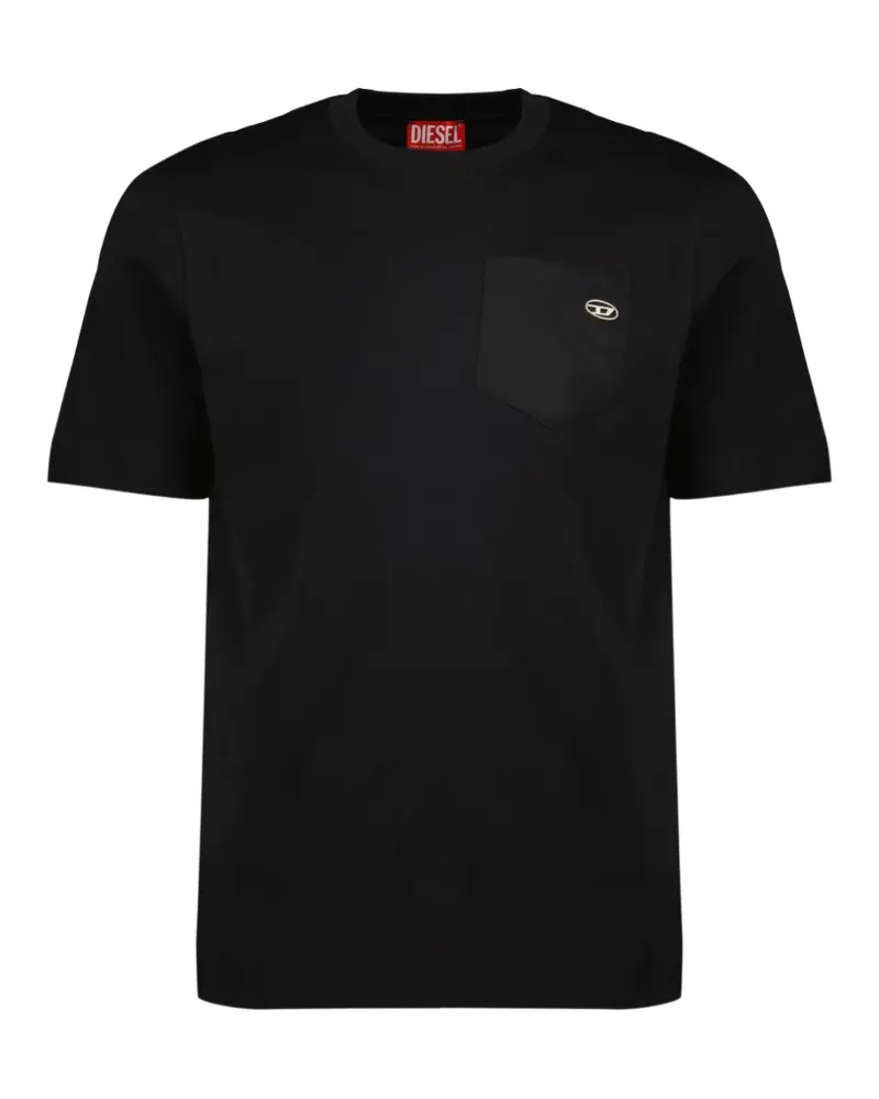Diesel T-Shirt mit Oval D-Stickerei - Schwarz Schwarz
