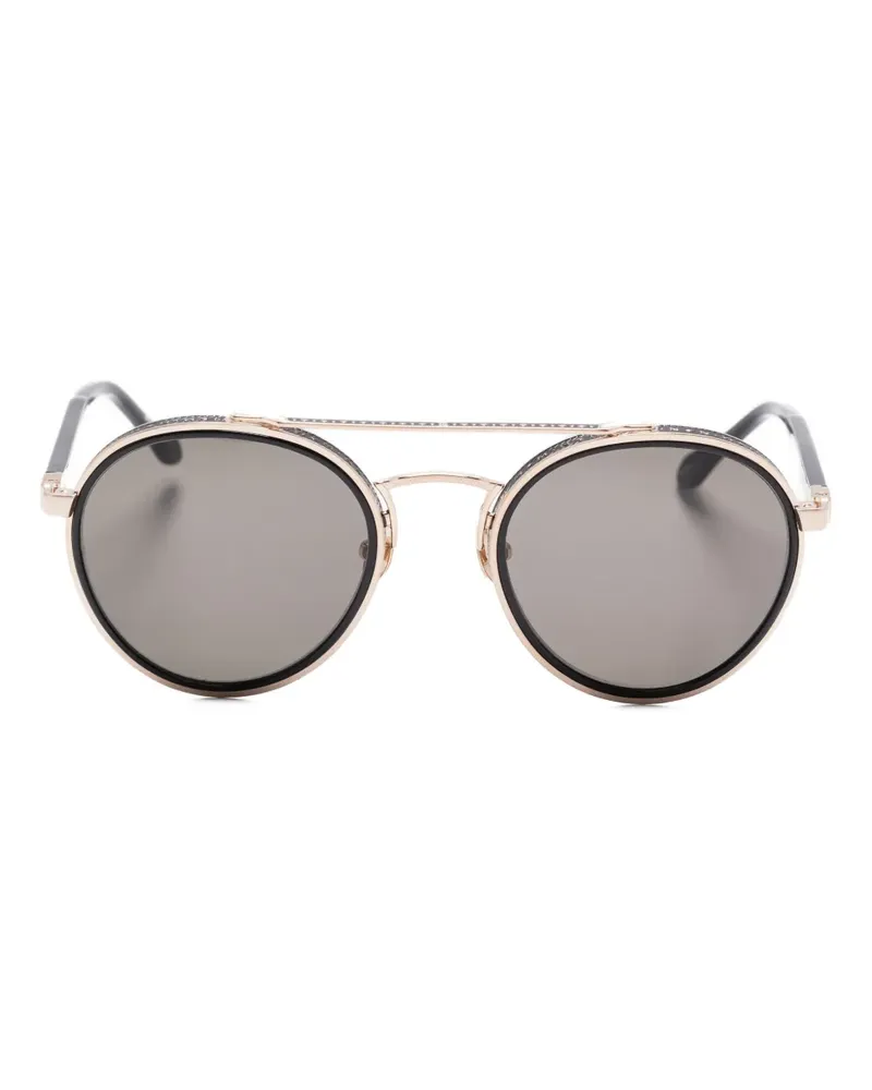 MATSUDA Sonnenbrille mit rundem Gestell - Schwarz Schwarz