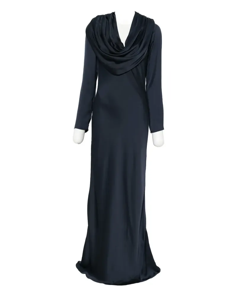 ROTATE Birger Christensen Maxikleid mit Schalkragen - Blau Blau