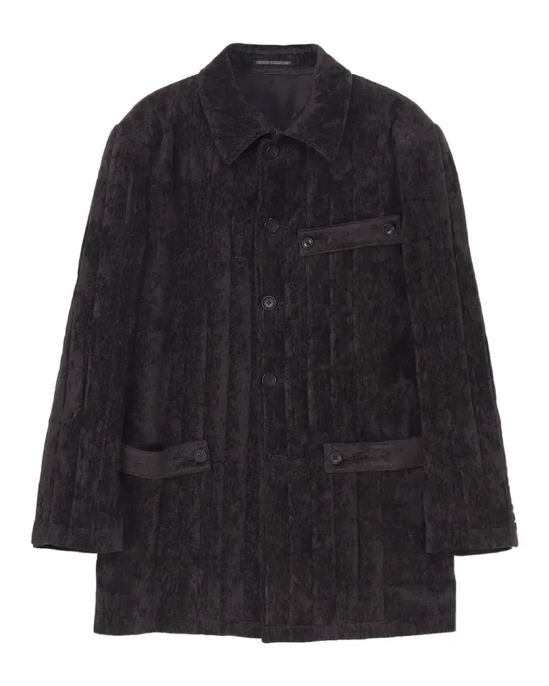 Yohji Yamamoto Gestreifter Mantel - Grau Grau