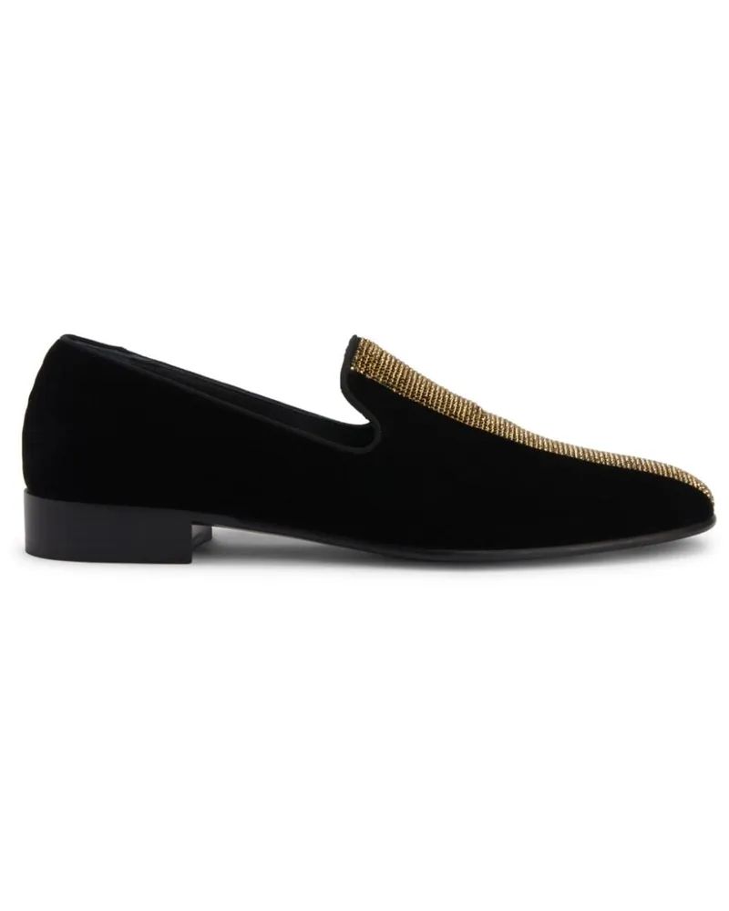 Giuseppe Zanotti Tuxedo Diamond Loafer aus Samt - Schwarz Schwarz