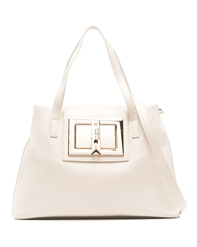 Moschino Schultertasche mit Logo-Prägung - Nude Nude