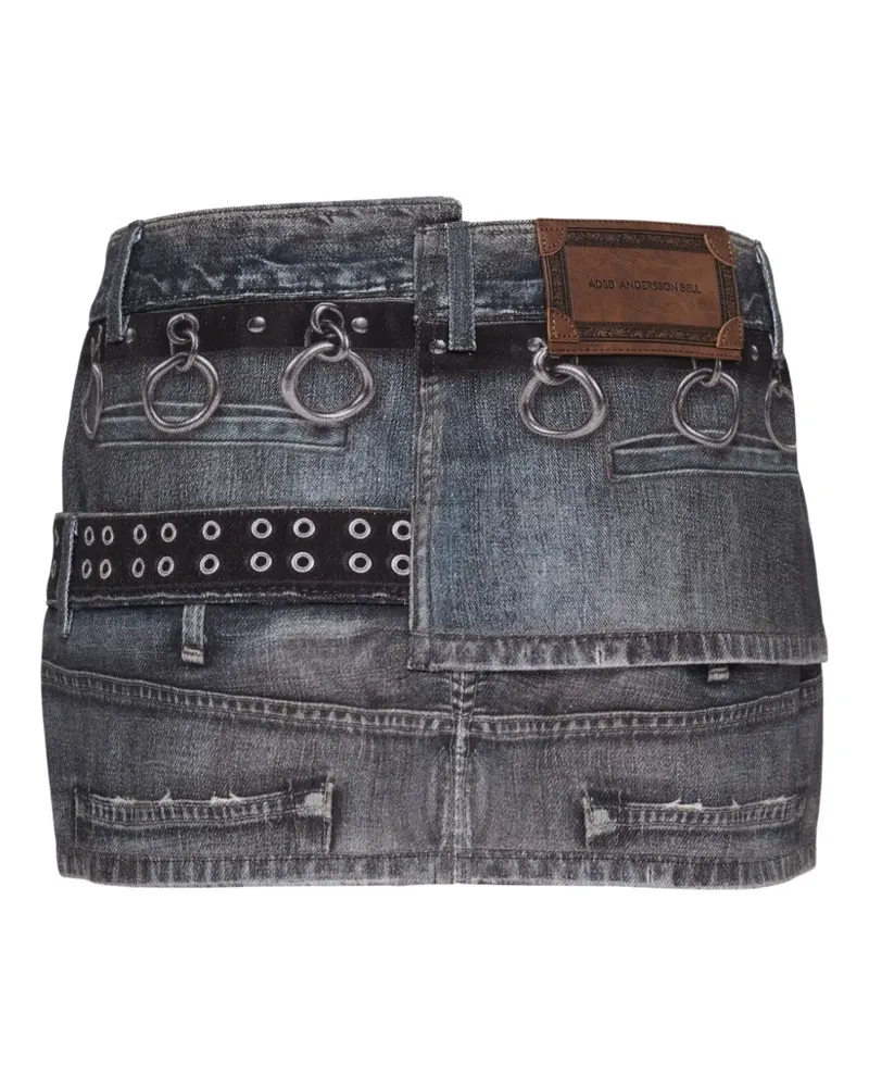 Andersson Bell Asymmetrischer Mini-Wickelrock im Layering-Look - Blau Blau