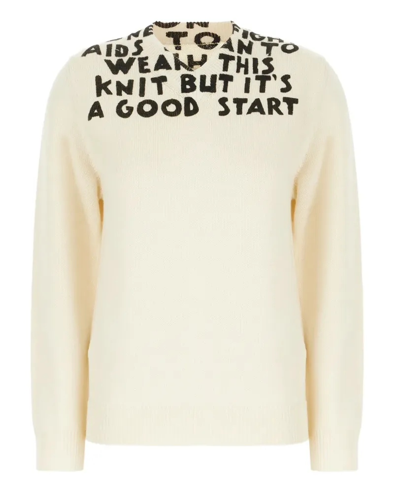 Maison Margiela Pullover mit Schriftzug-Print - Weiß Weiß