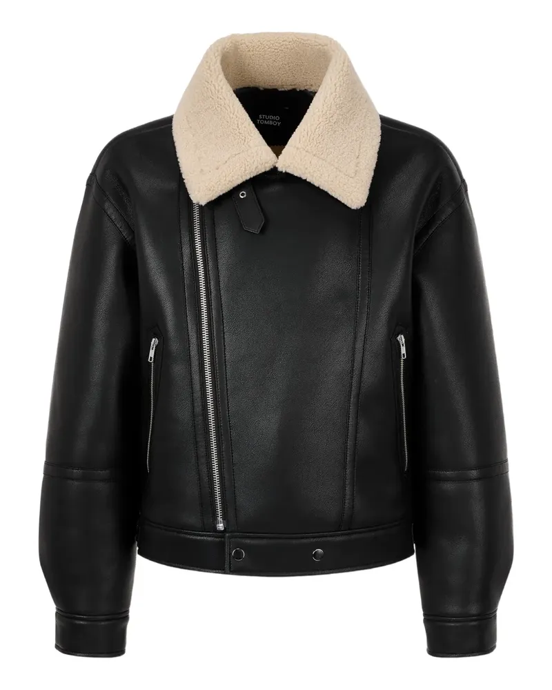 STUDIO TOMBOY shearling faux leather jacket - Schwarz Schwarz
