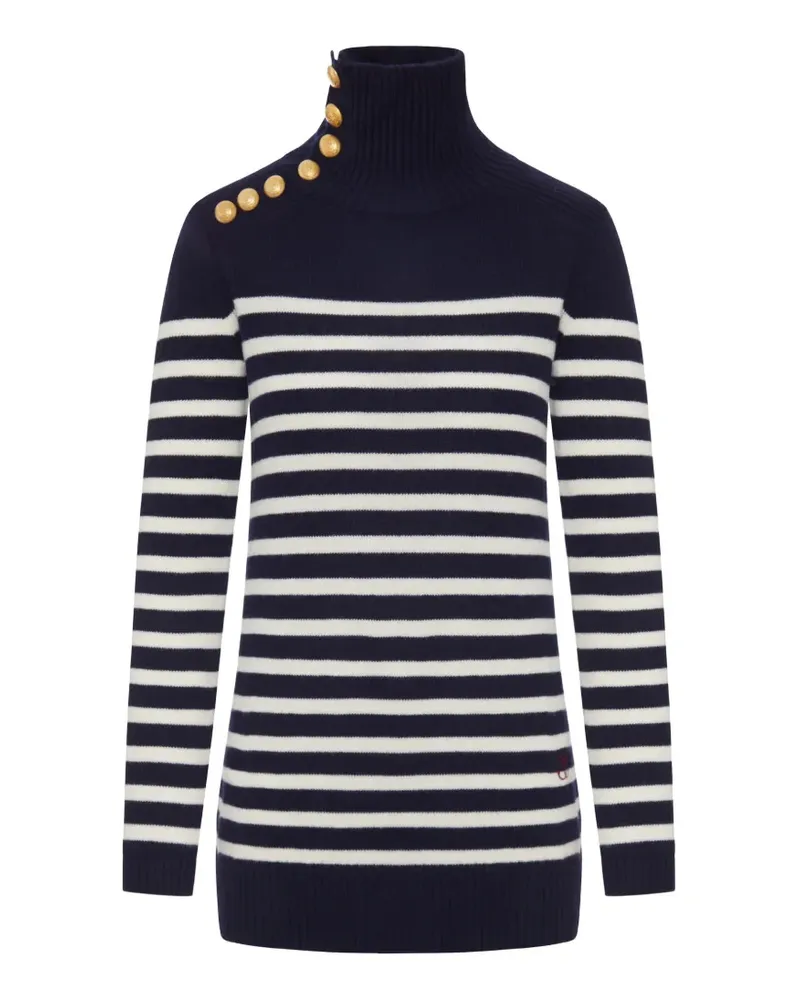 Seafarer button-embellished striped sweater - Blau Blau