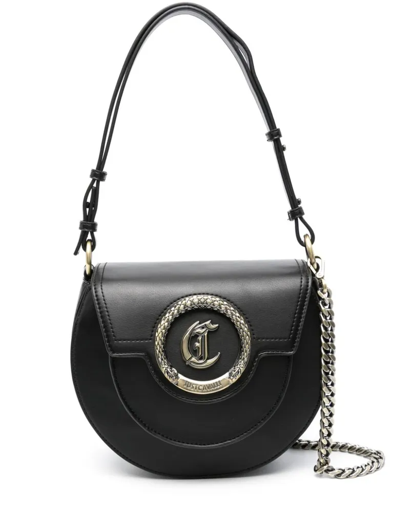 Just Cavalli Schultertasche mit Logo-Schild Schwarz