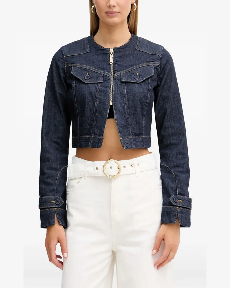 Blumarine zip-up cropped denim jacket - Blau Blau