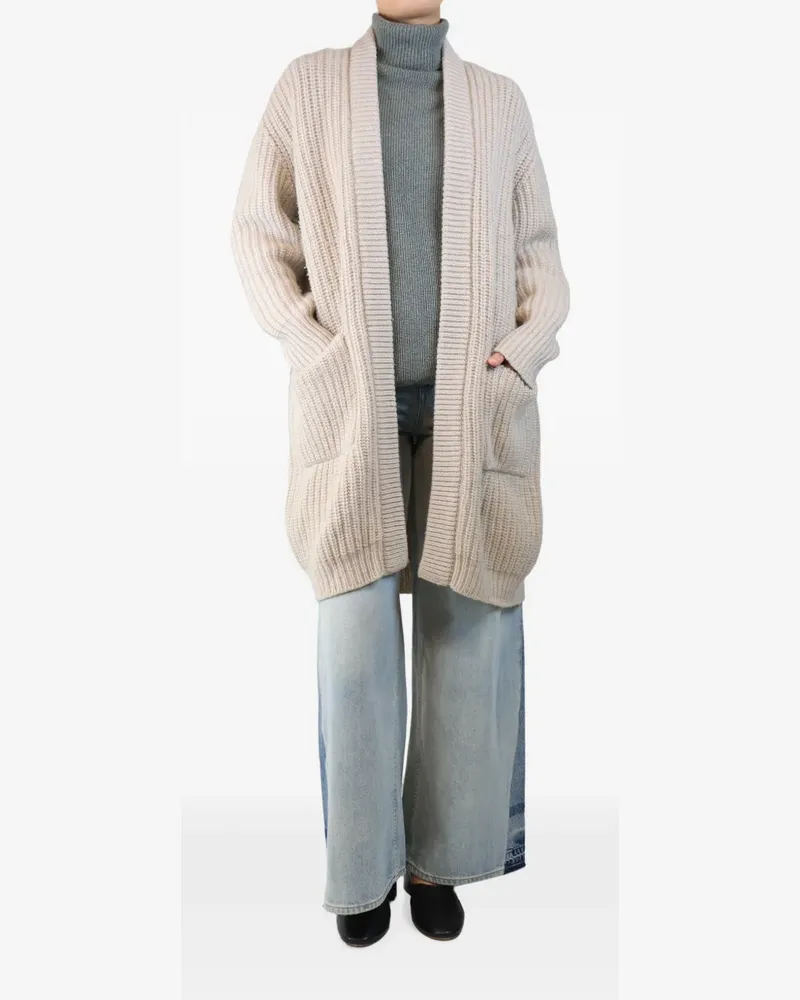Fedeli ribbed longline cardigan - Nude Nude