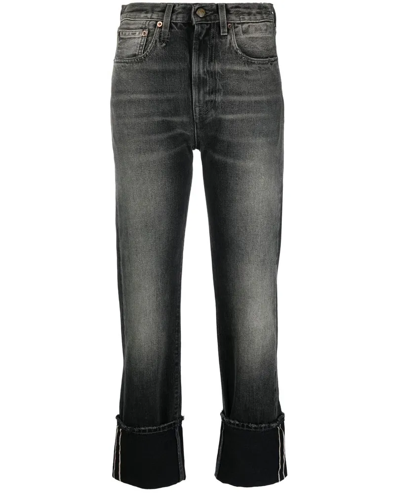 R13 Ausgeblichene Straight-Leg-Jeans - Schwarz Schwarz