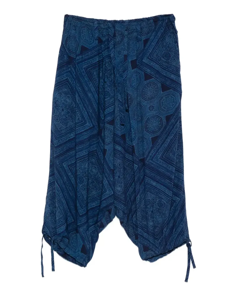 Yohji Yamamoto Hose mit Bindegürtel - Blau Blau