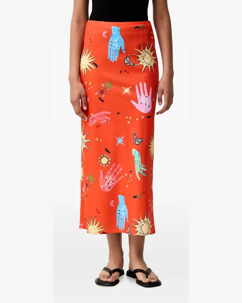 Never Fully Dressed Celestial Dorris Midirock mit Print - Rot Rot