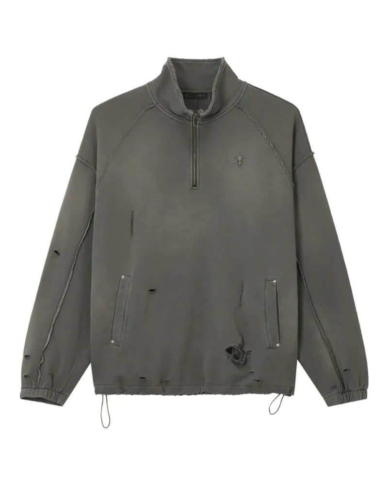 FIVE CM distressed quarter-zip sweater - Grau Grau