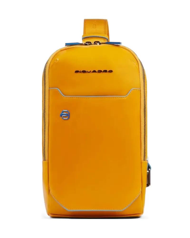 Piquadro logo-detail leather crossbody bag - Orange Orange