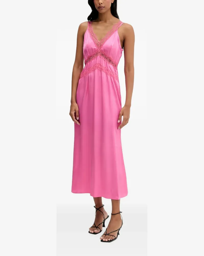 Never Fully Dressed Spitzenkleid mit V-Ausschnitt - Rosa Rosa