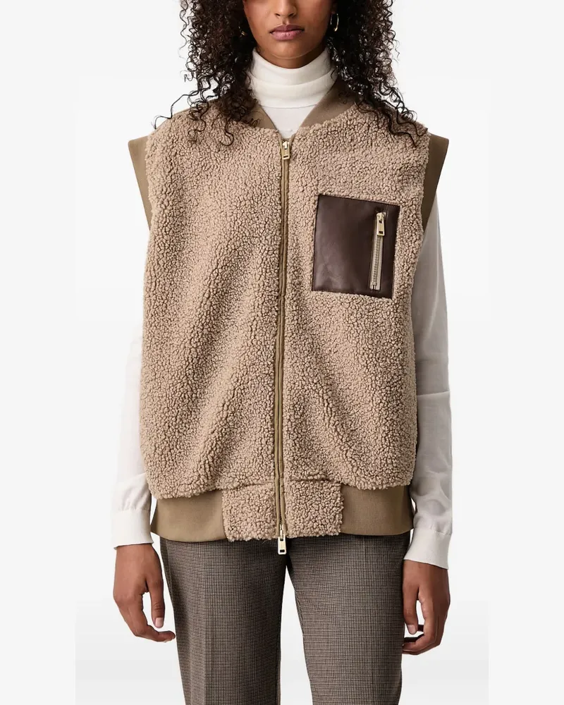 Mos Mosh fleece-texture panelled gilet - Braun Braun