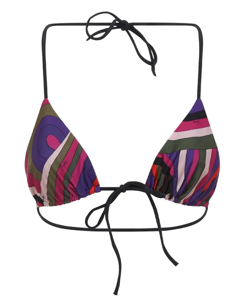 Emilio Pucci abstract-print triangle bikini top - Grün Grün
