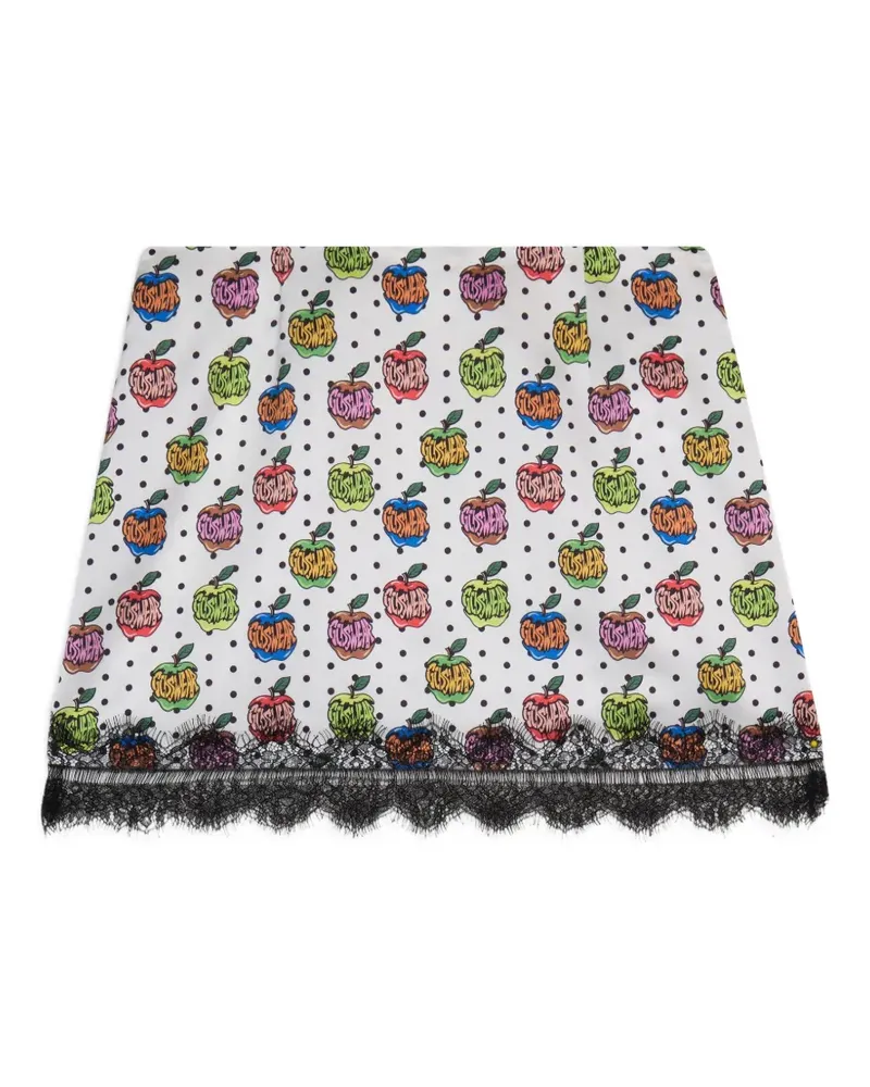 GCDS apple-print mini skirt - Weiß Weiß