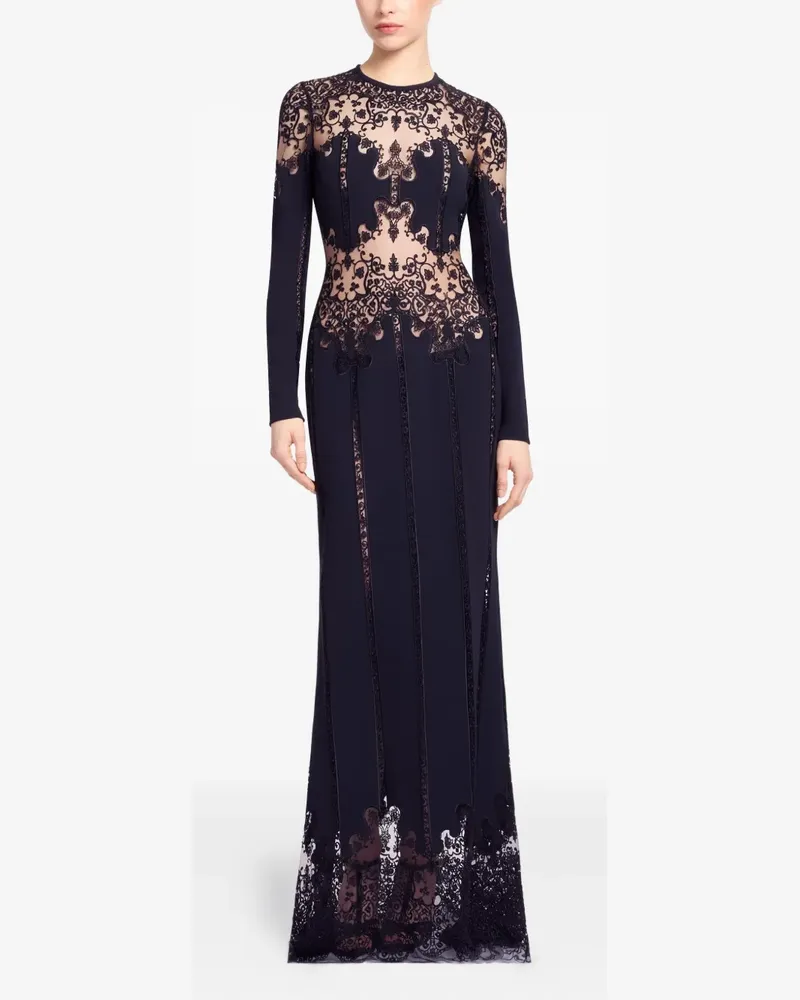 Elie Saab floral-embroidered maxi dress - Schwarz Schwarz