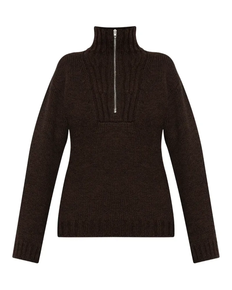 Jil Sander half-zip ribbed-knit sweater - Braun Braun